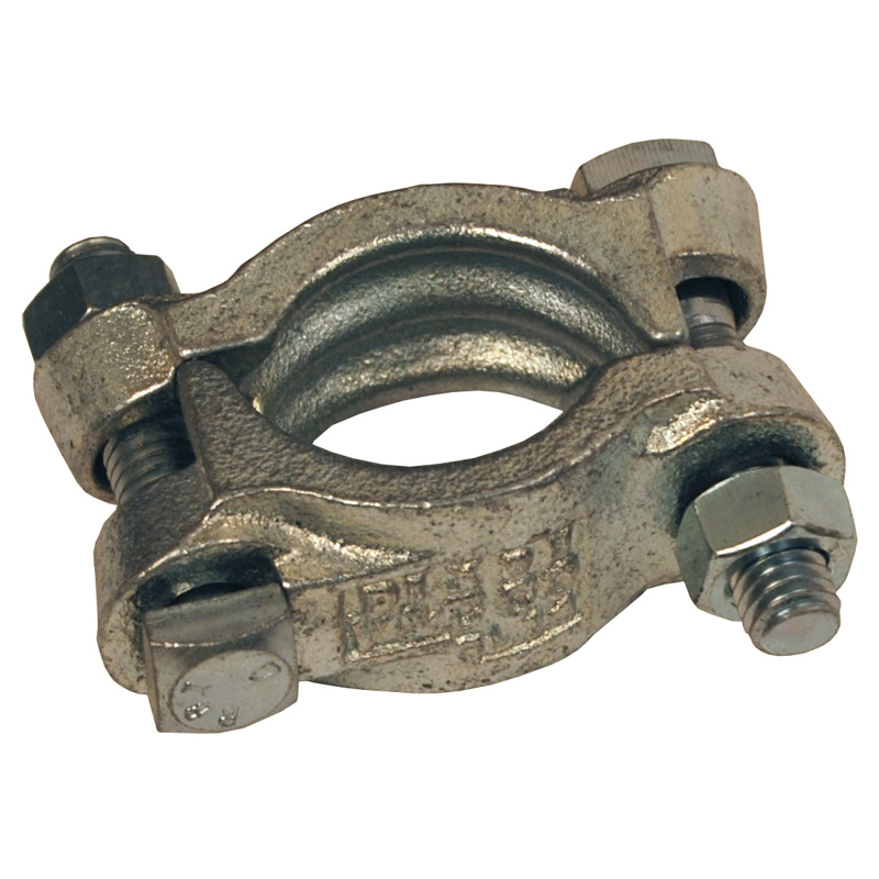 Double Bolt Clamp 2-7/64" to 2-19/64" Plated Iron Without Saddles